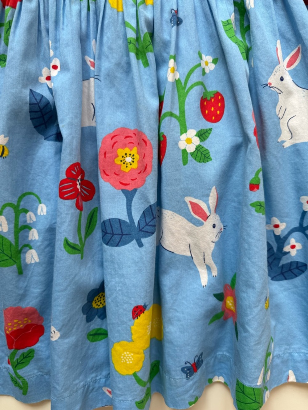 Mini Boden Girls Blue Bunny Broderie-Collared Dress - Size 5-6Y - Picture 4 of 13